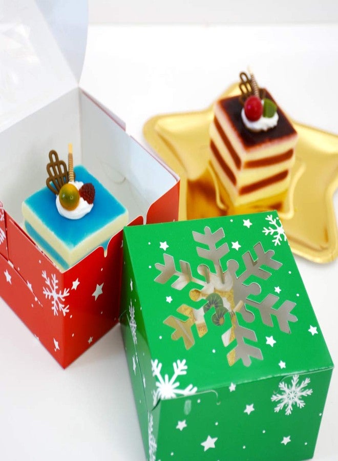 KALEFO 48 Pcs Christmas Cookie Boxes with Clear Window Bakery Gift Boxes for Holiday Cookies Cupcakes Treats Food Cardboard Pastry Container Xmas Party Favors Winter Supplies - Image 5